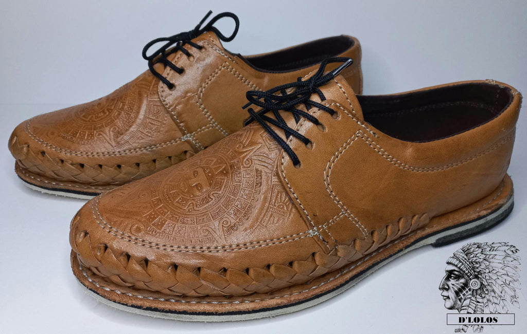 Huaraches con agujetas para hombre – grabado calendario azteca