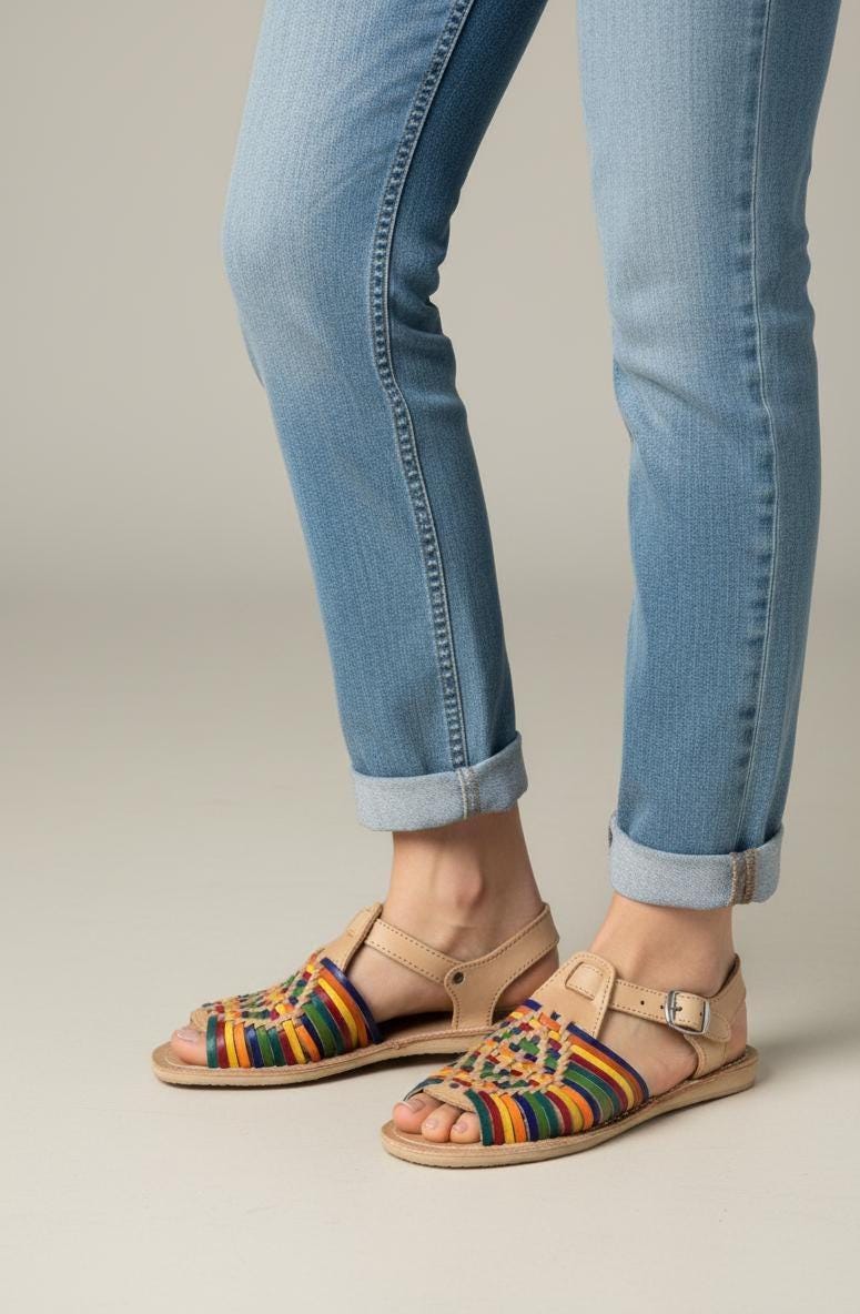 Handmade Huaraches for Women - Mexican Sandals in Honey or Multicolor