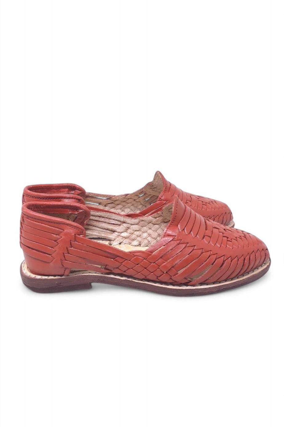 Women's Mexican Huaraches in Brick Color – Authentic Leather Sandals, Comfortable and Fresh, Handmade