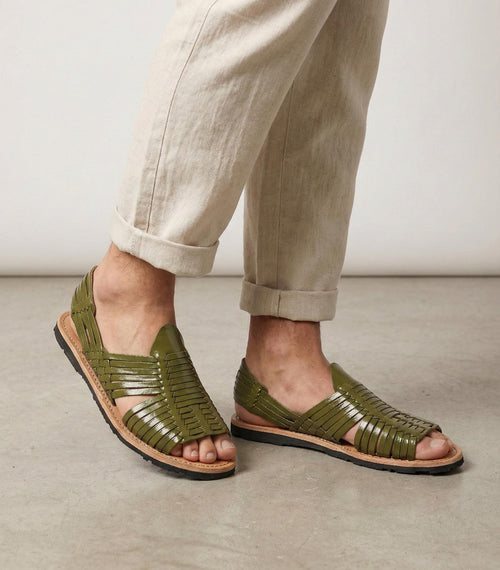 Men's Open-Toe Mexican Huaraches – Avocado Green, Rubber Sole