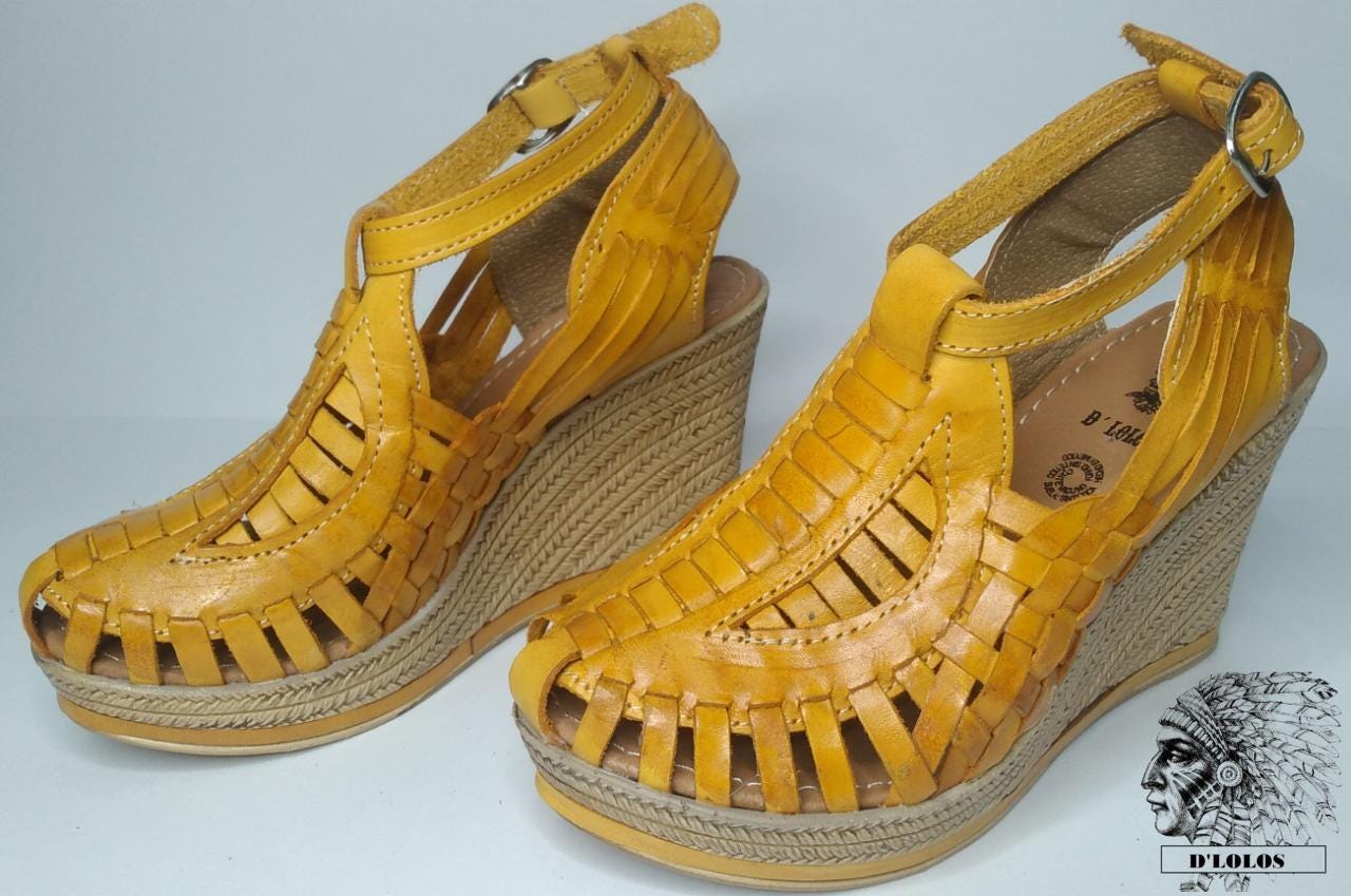 Women's Mexican wedge huaraches, closed toe, adjustable strap, comfortable high platform, 6 colors, handmade in Mexico