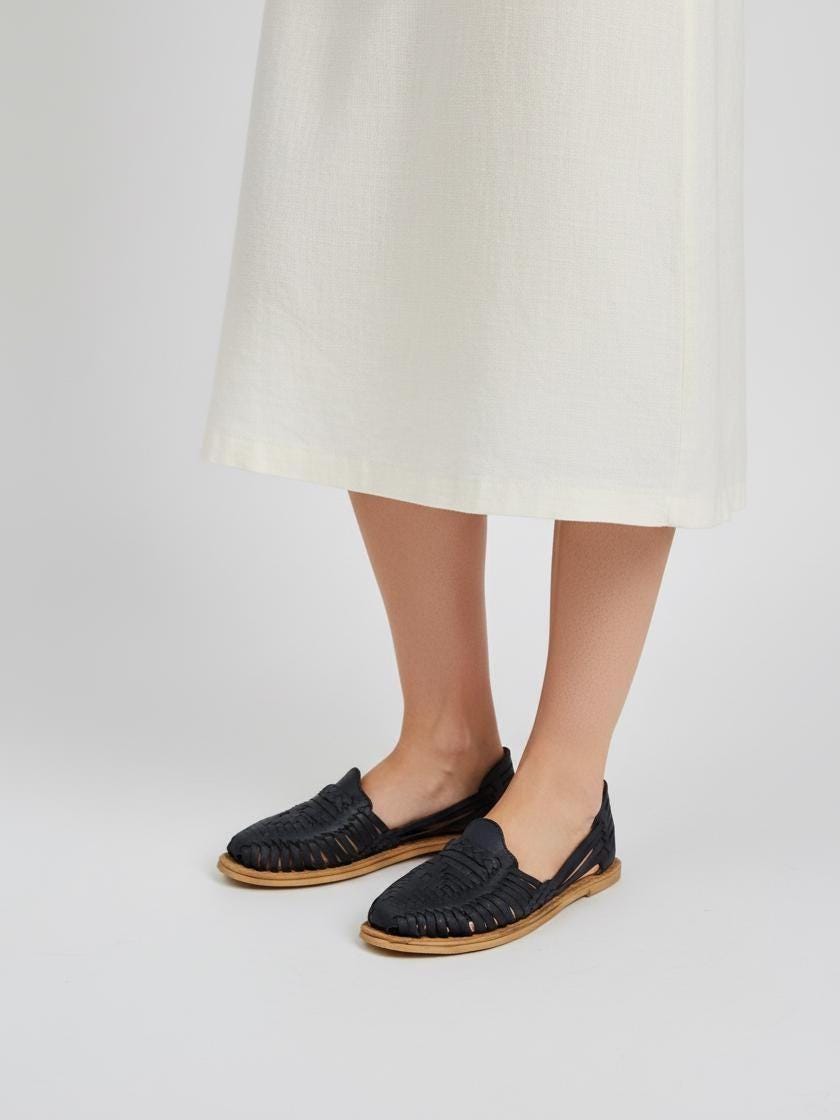 Women's black Mexican huarache sandals