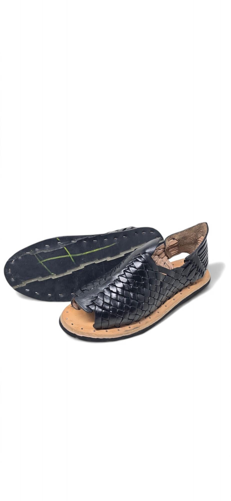 Men's huaraches, bottom view of the durable recycled tire sole