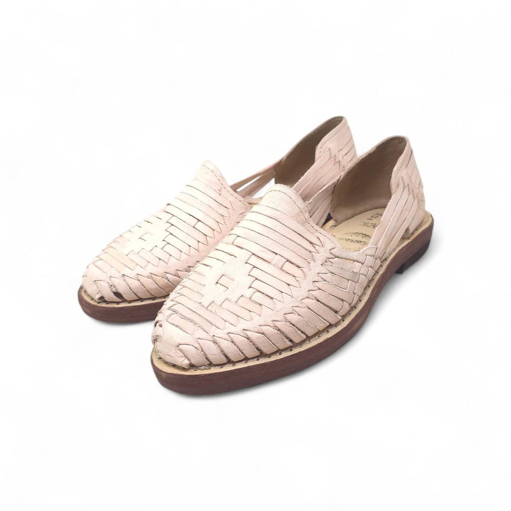 Women's closed-toe huaraches, genuine natural leather, leather sole, made in Mexico