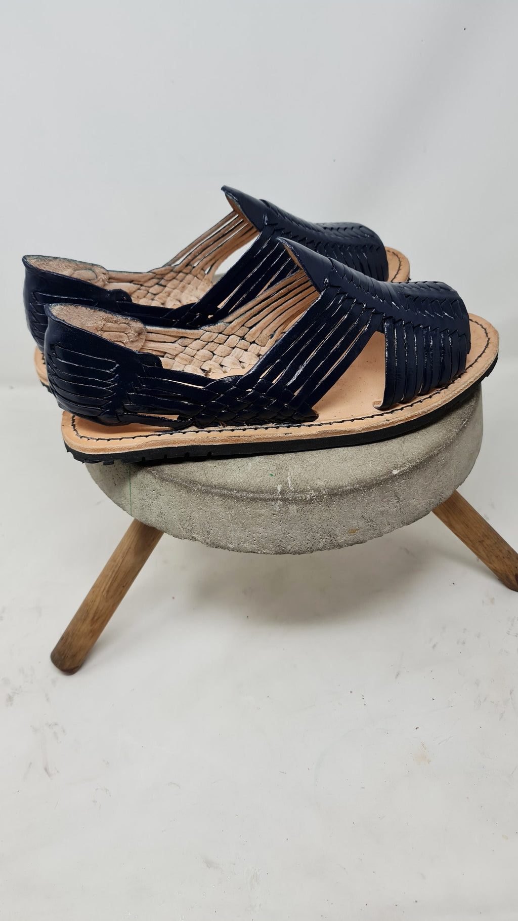 Handmade Huarache Sandals for Men in Navy Blue - Unique and Comfortable Design