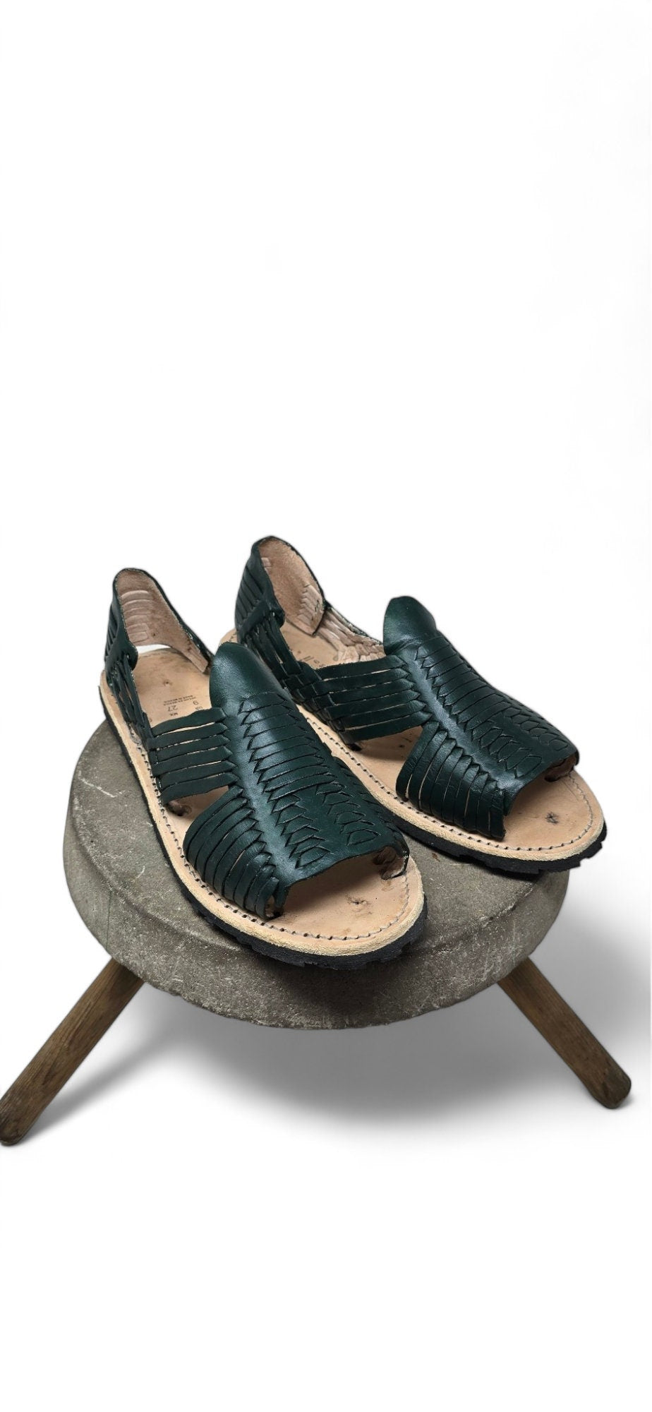 Men's Leather Huaraches in Midnite Green - Handmade Mexican Style Sandals - Comfortable and Stylish Summer Footwear