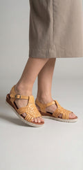 Women's open-toe honey huaraches | braided leather buckle sandal | comfortable platform sole | handmade Mexico