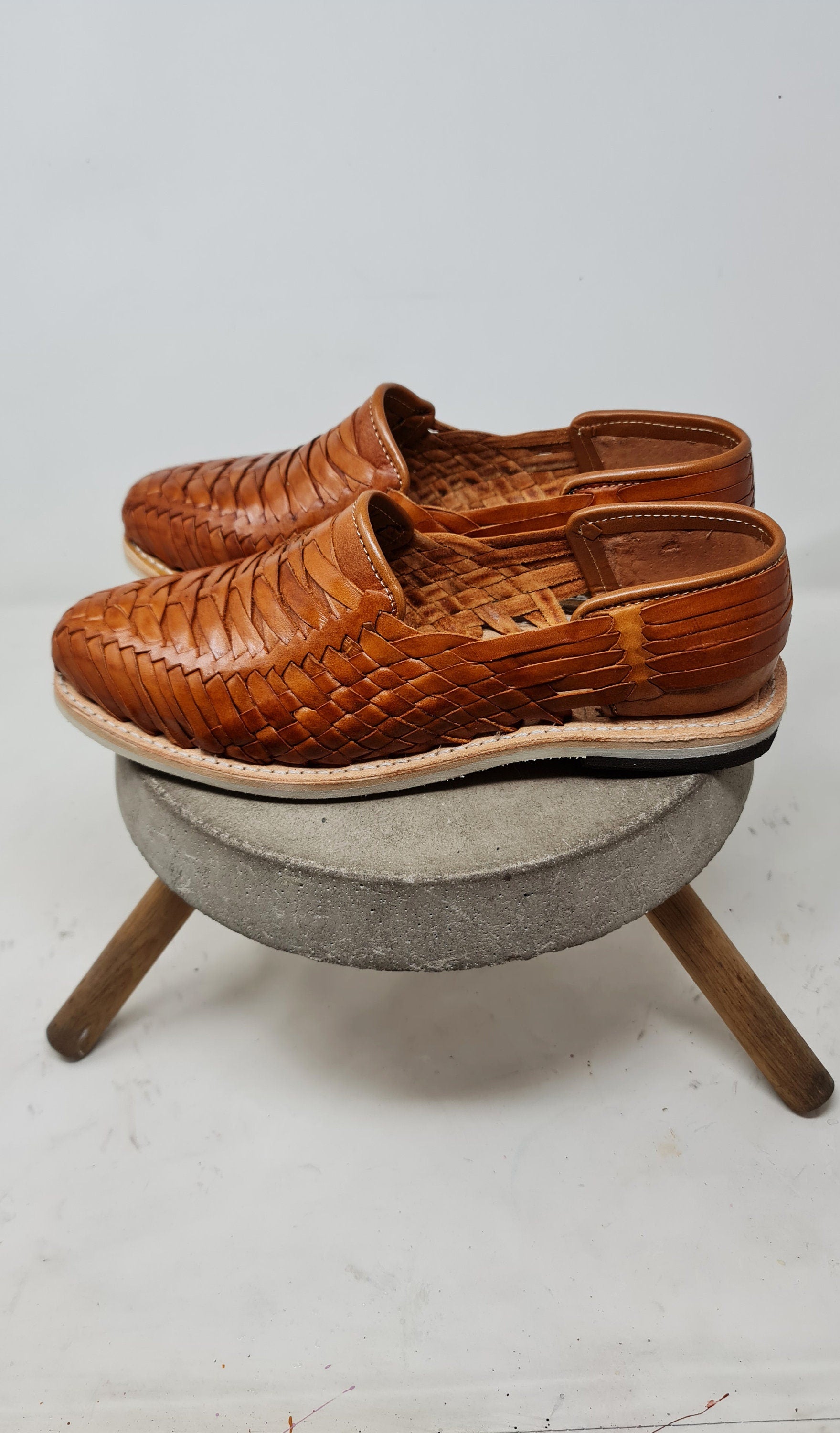 Men's Mexican Huaraches, Walnut-Colored Men's Shoes, Men's Mexican Handmade Leather Sandals, All Sizes