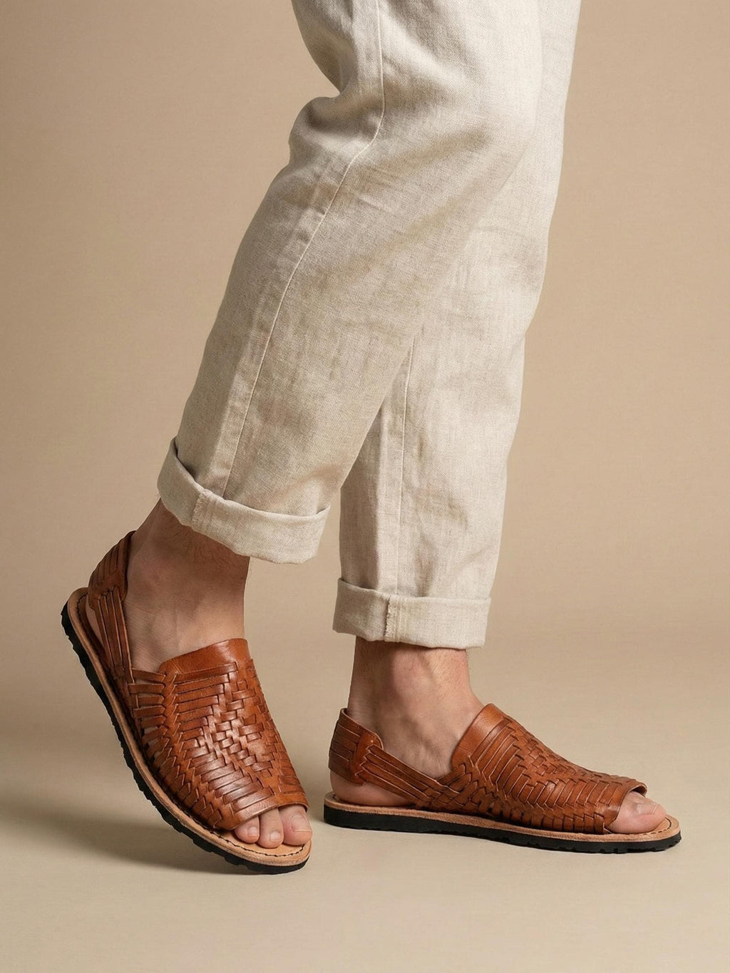 Men's brown huaraches, handmade open-toe leather sandals