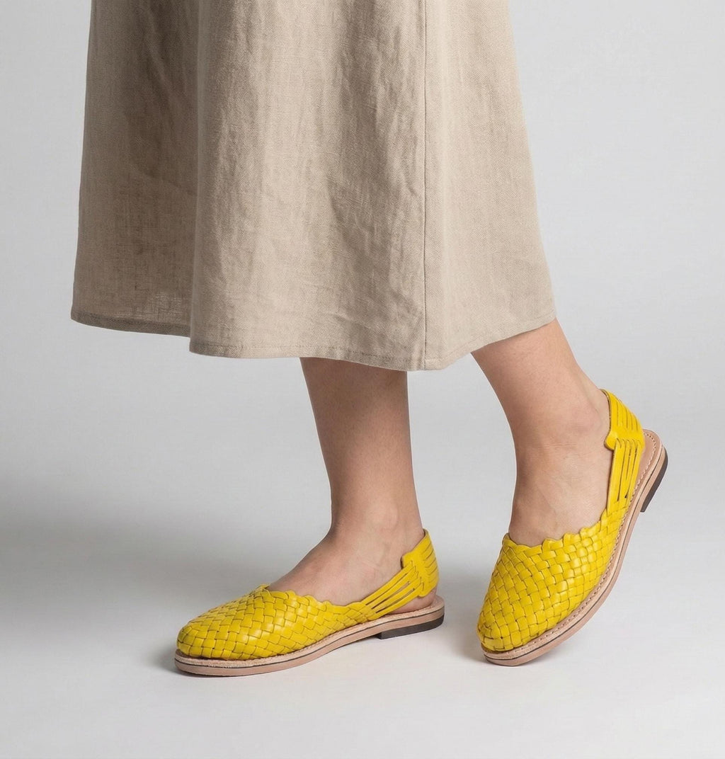 Yellow Huaraches for Women – Comfortable and Fresh Sandals Sizes 5-10 US – Eye-Catching Summer Footwear