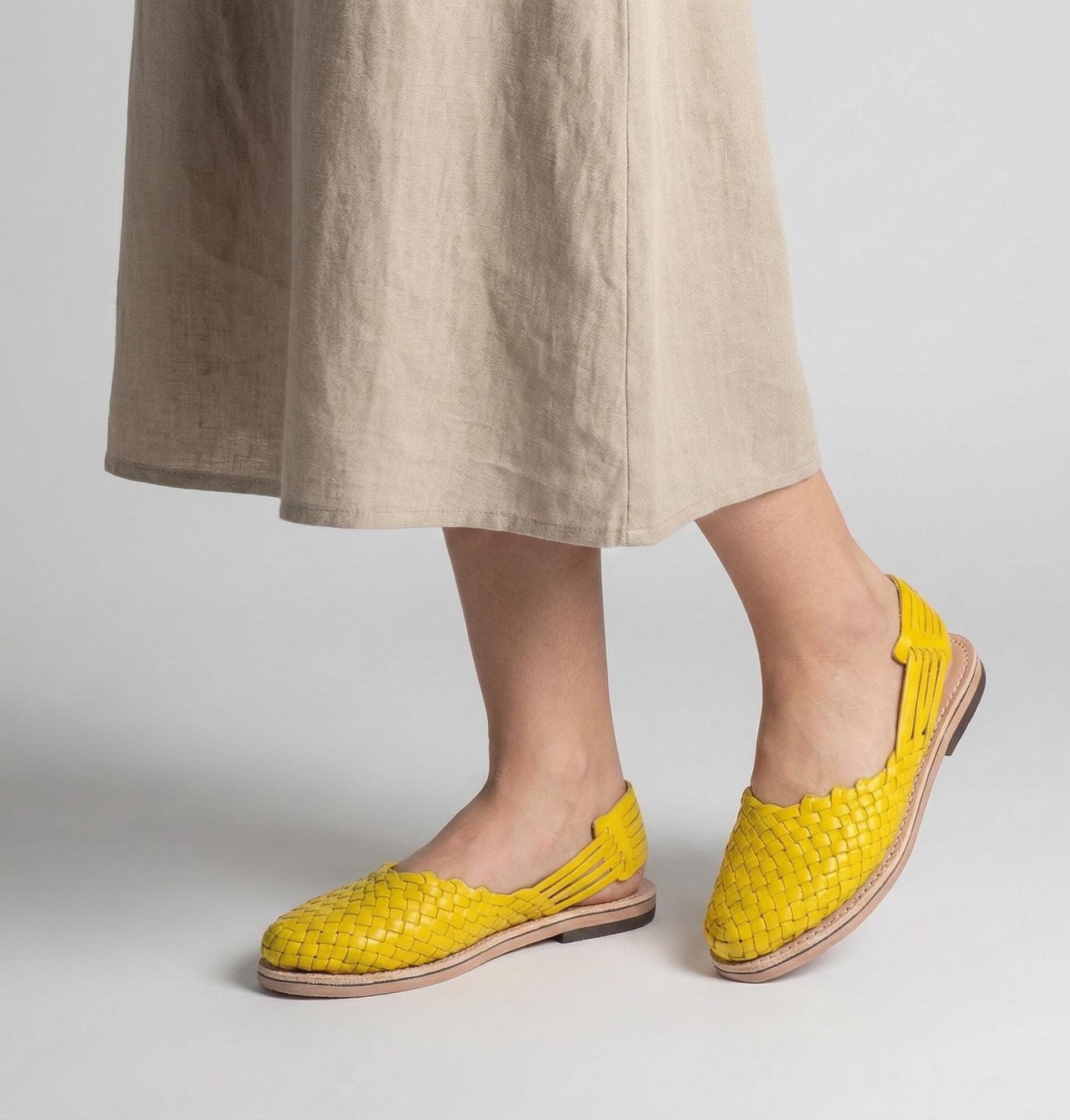 Yellow Huaraches for Women – Comfortable and Fresh Sandals Sizes 5-10 US – Eye-Catching Summer Footwear