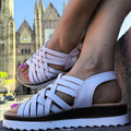 Handmade huaraches for women with white platform | Comfortable and fresh Mexican sandals with adjustable strap