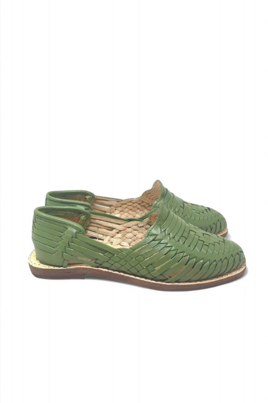 Mexican Huaraches for Women in Avocado Color – Handmade Sandals with Genuine Leather Sole