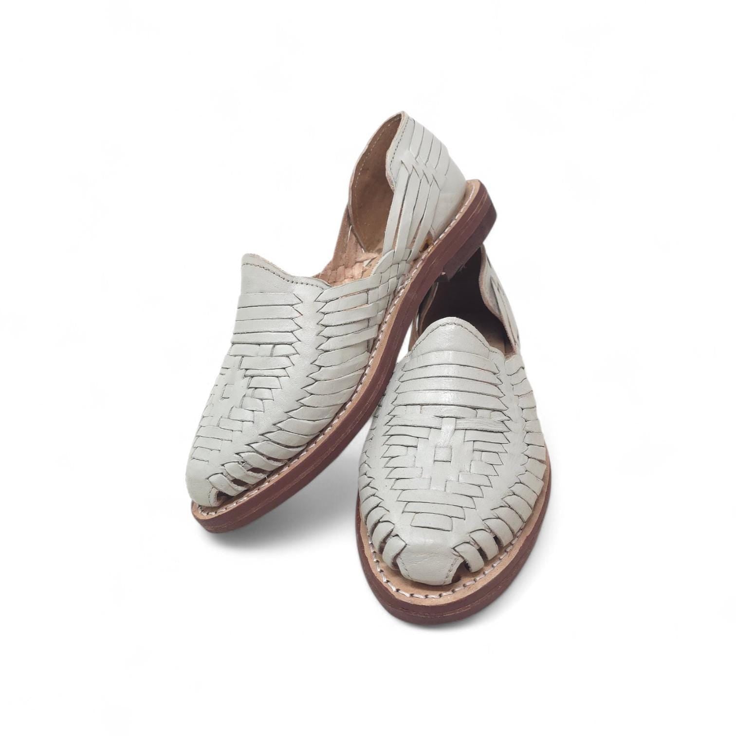Mexican Huaraches Bone closed toe genuine leather cowhide sole for women handmade in Mexico