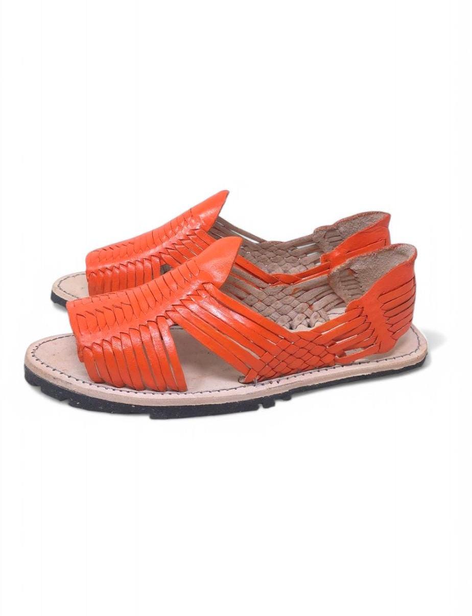 Orange Men's Huaraches - Sizes 7-12 US | Comfortable, Cool, and with Thick Rubber Sole | Eye-Catching Design