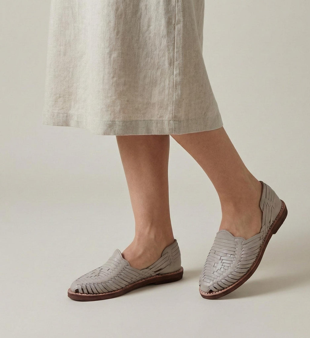 Mexican Huaraches Bone closed toe genuine leather cowhide sole for women handmade in Mexico