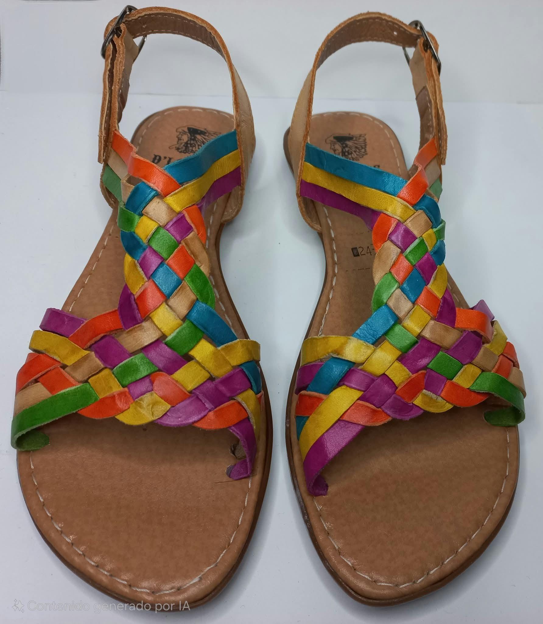 Handmade huaraches for women with ankle strap – Rainbow, honey, or brown colors – Comfortable and fresh – Made in Mexico