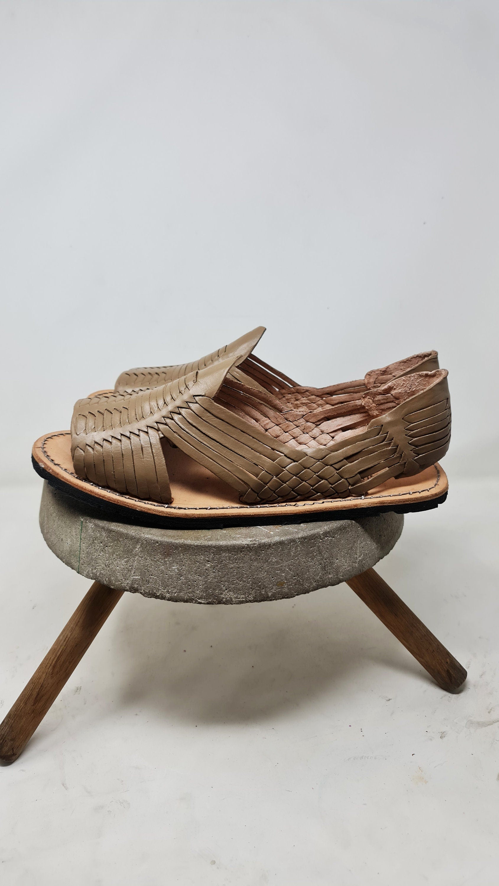 Mexican Huaraches for Men in Dark Taupe with Durable Rubber Sole