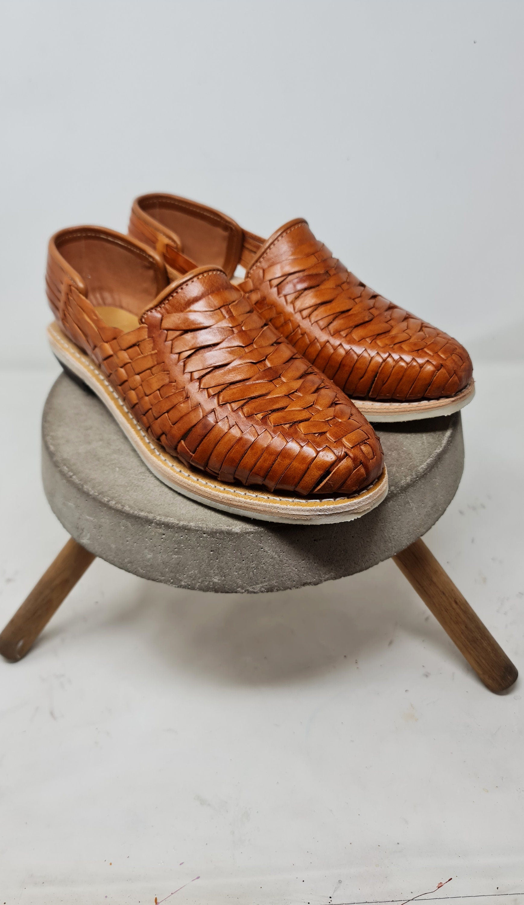 Men's Mexican Huaraches, Walnut-Colored Men's Shoes, Men's Mexican Handmade Leather Sandals, All Sizes
