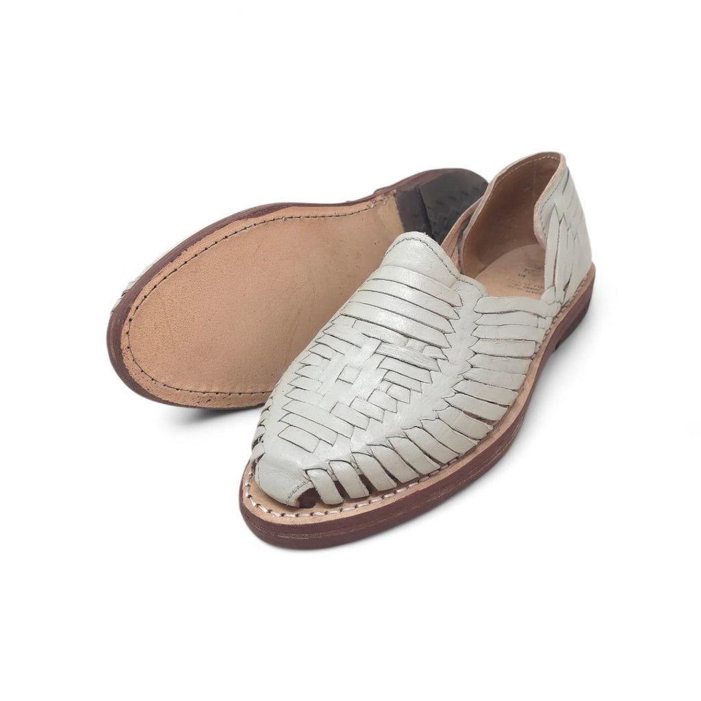 Mexican Huaraches Bone closed toe genuine leather cowhide sole for women handmade in Mexico