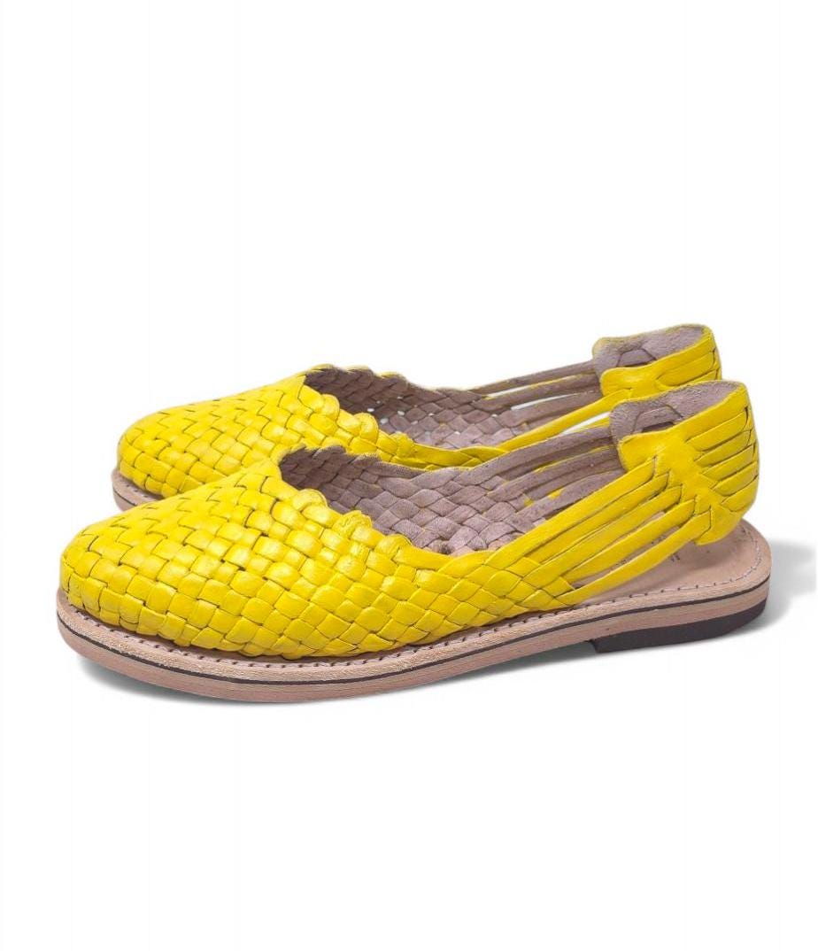 Yellow Huaraches for Women – Comfortable and Fresh Sandals Sizes 5-10 US – Eye-Catching Summer Footwear