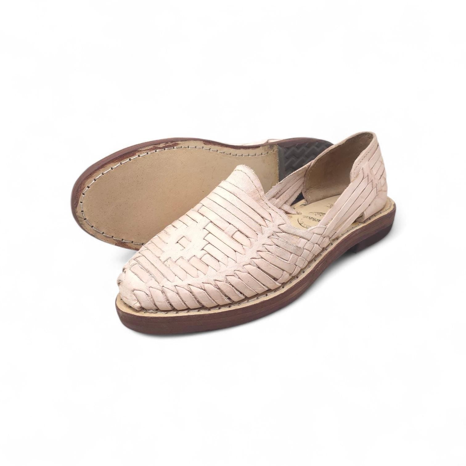 Women's closed-toe huaraches, genuine natural leather, leather sole, made in Mexico