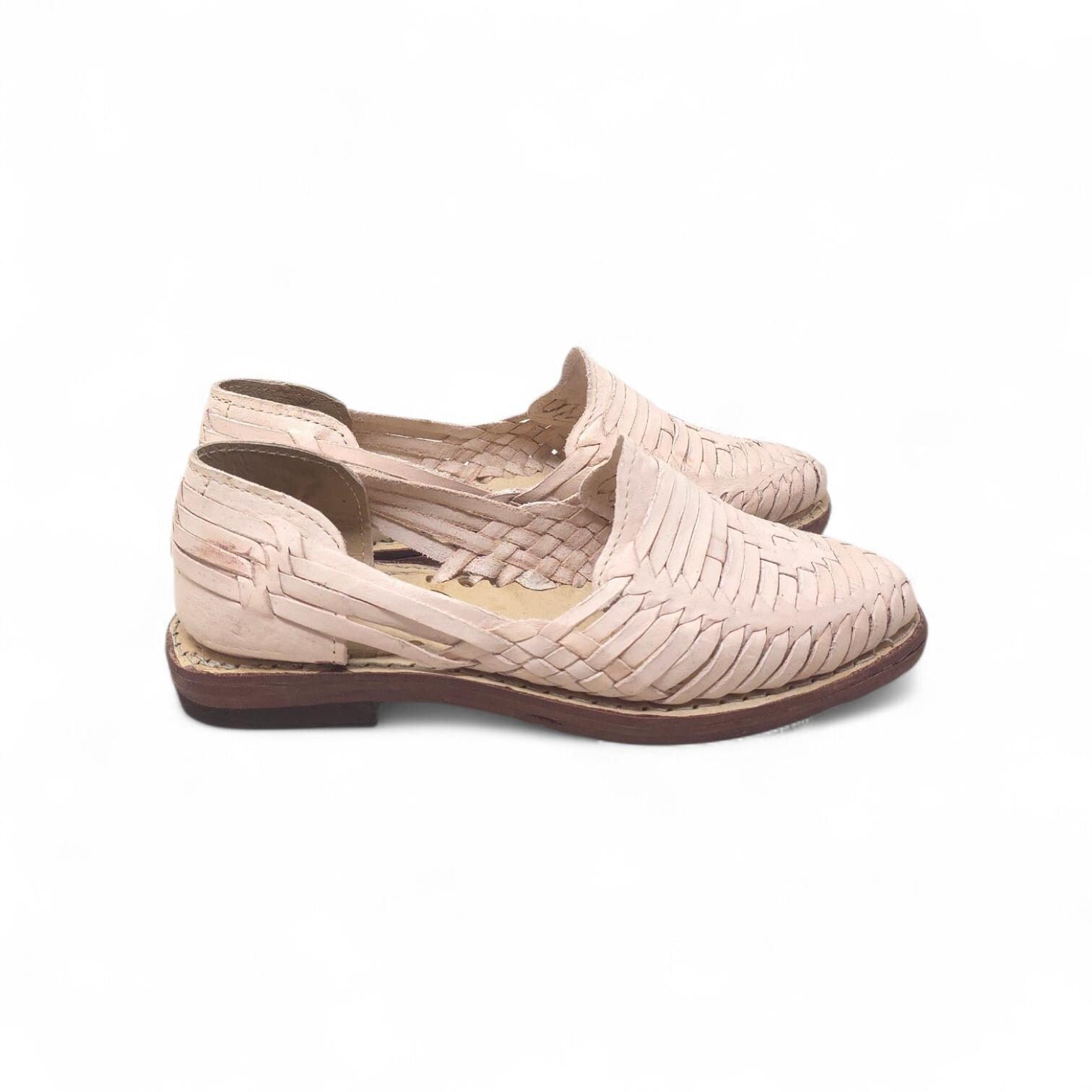 Women's closed-toe huaraches, genuine natural leather, leather sole, made in Mexico