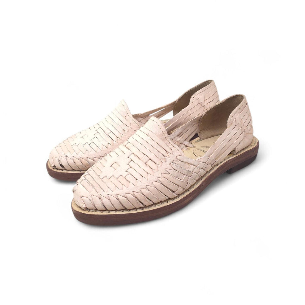 Women's closed-toe huaraches, genuine natural leather, leather sole, made in Mexico