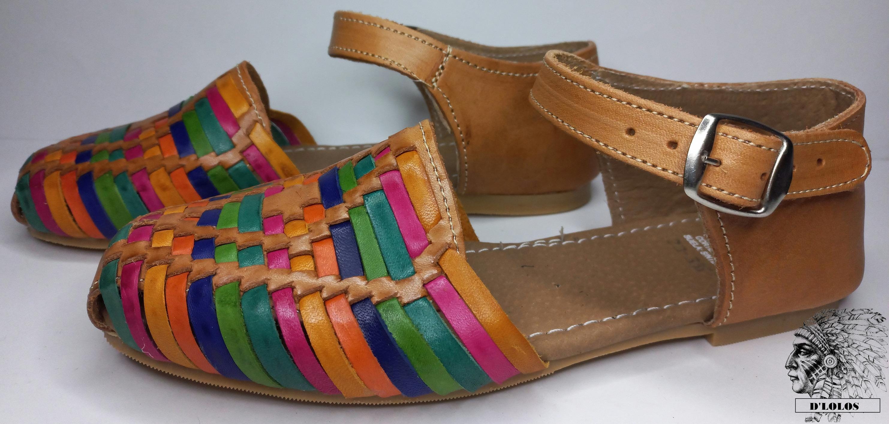 Women's closed-toe honey or multicolor huaraches handmade in Mexico, Kwarachi