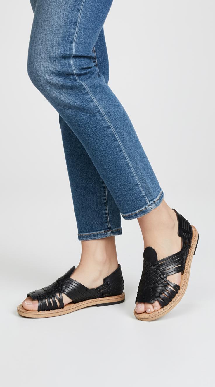 Women's Pachuco woven leather huaraches, Mexican craftsmanship