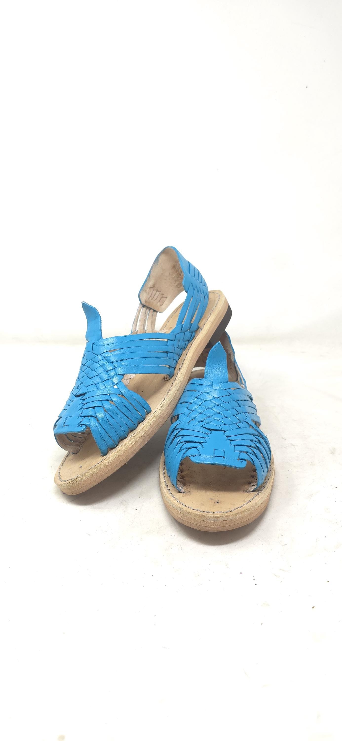 Mexican Huaraches for women, Pachuco, genuine leather, aqua color, open toe, made in Mexico