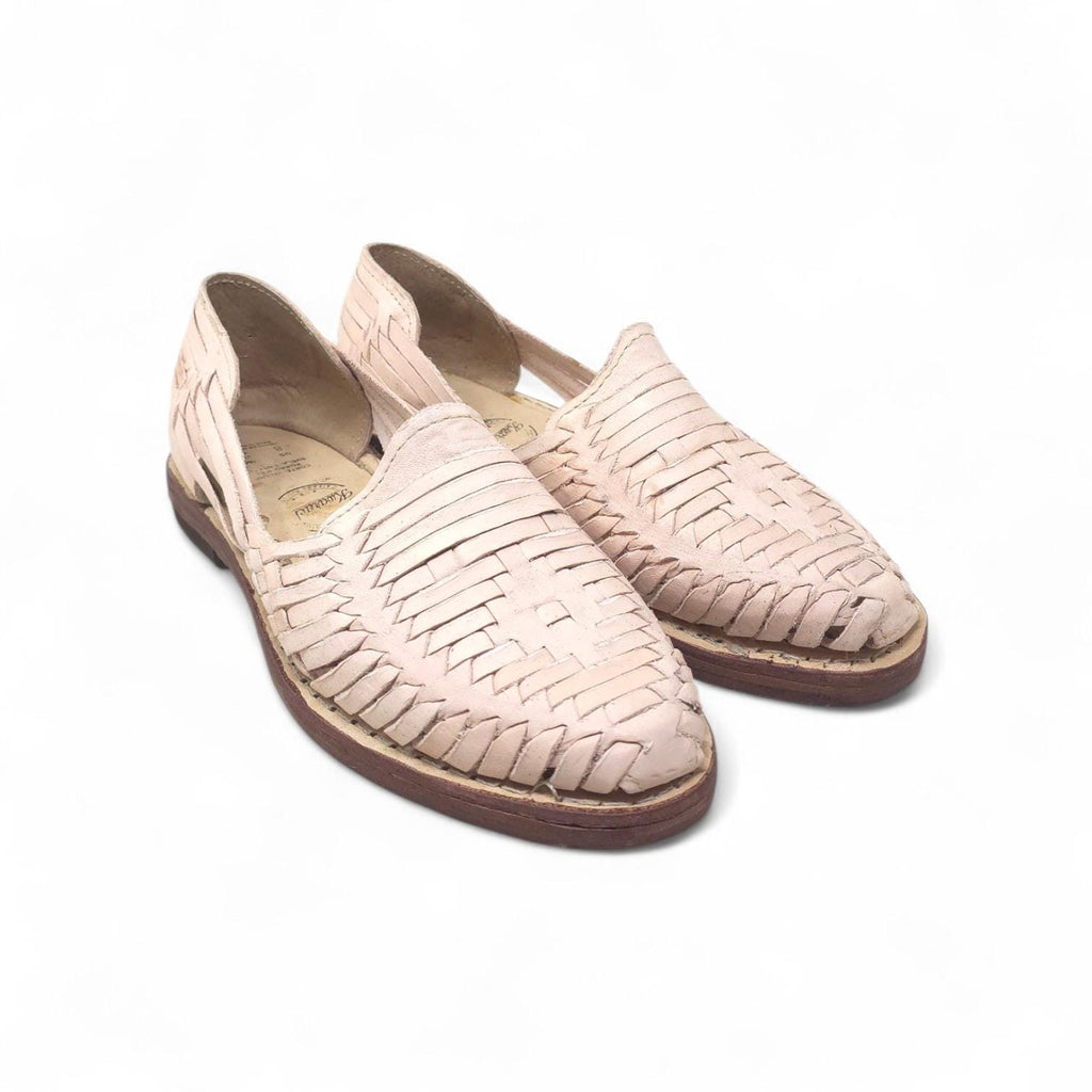 Women's closed-toe huaraches, genuine natural leather, leather sole, made in Mexico