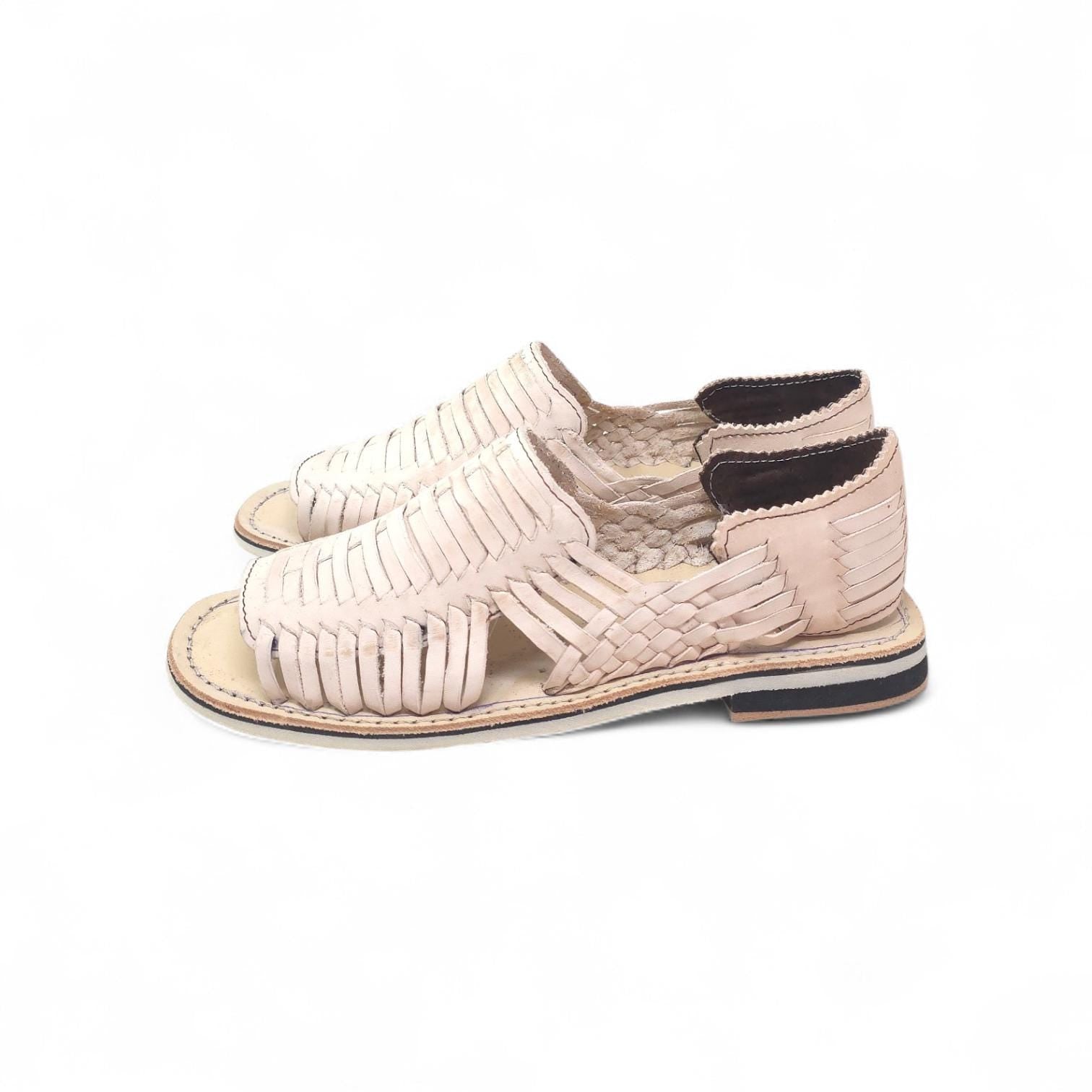 Men's Mexican Huaraches open toe natural genuine leather thin crepe sole made in Mexico