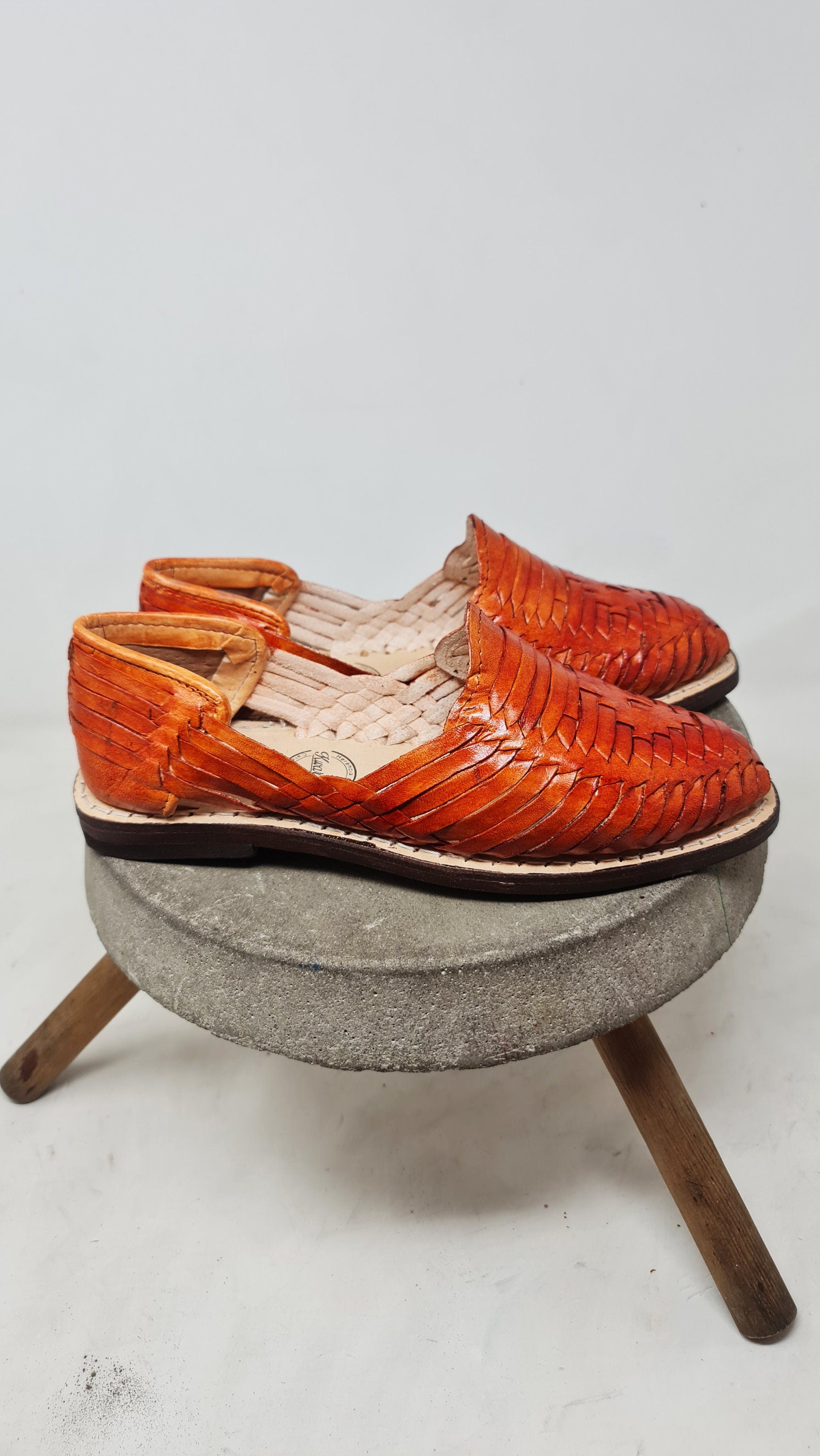 Mexican Huaraches for Women in Oak Color - Leather Sole, Hand-Painted, Exclusive and Authentic, Shipped Directly from Mexico