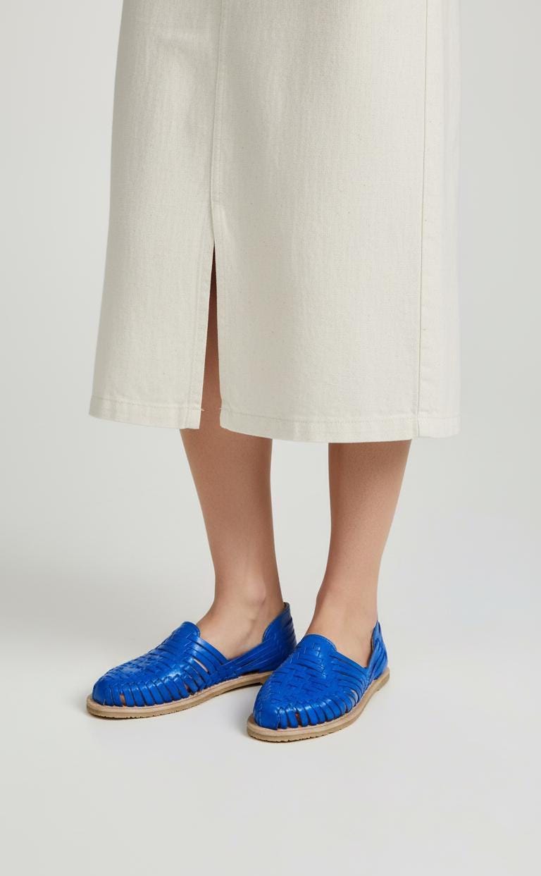 Mexican closed-toe huaraches for women in metallic leather tones
