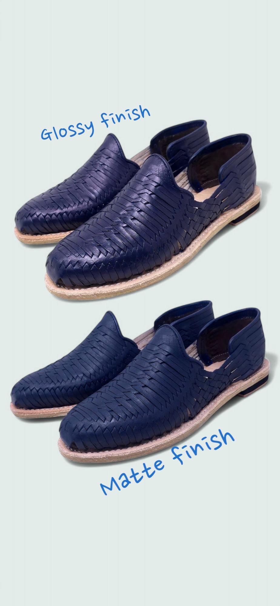 Men's Navy Huaraches – Handcrafted Leather Sandals with Leather Sole – Fresh and Comfortable Shoes