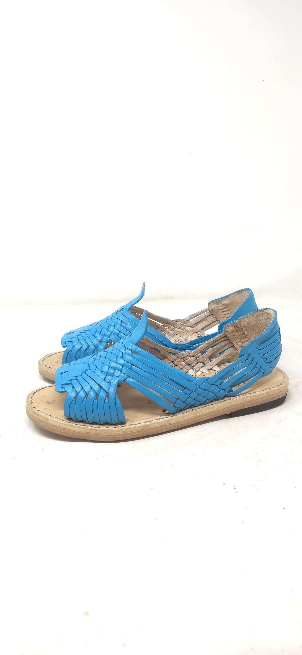 Mexican Huaraches for women, Pachuco, genuine leather, aqua color, open toe, made in Mexico