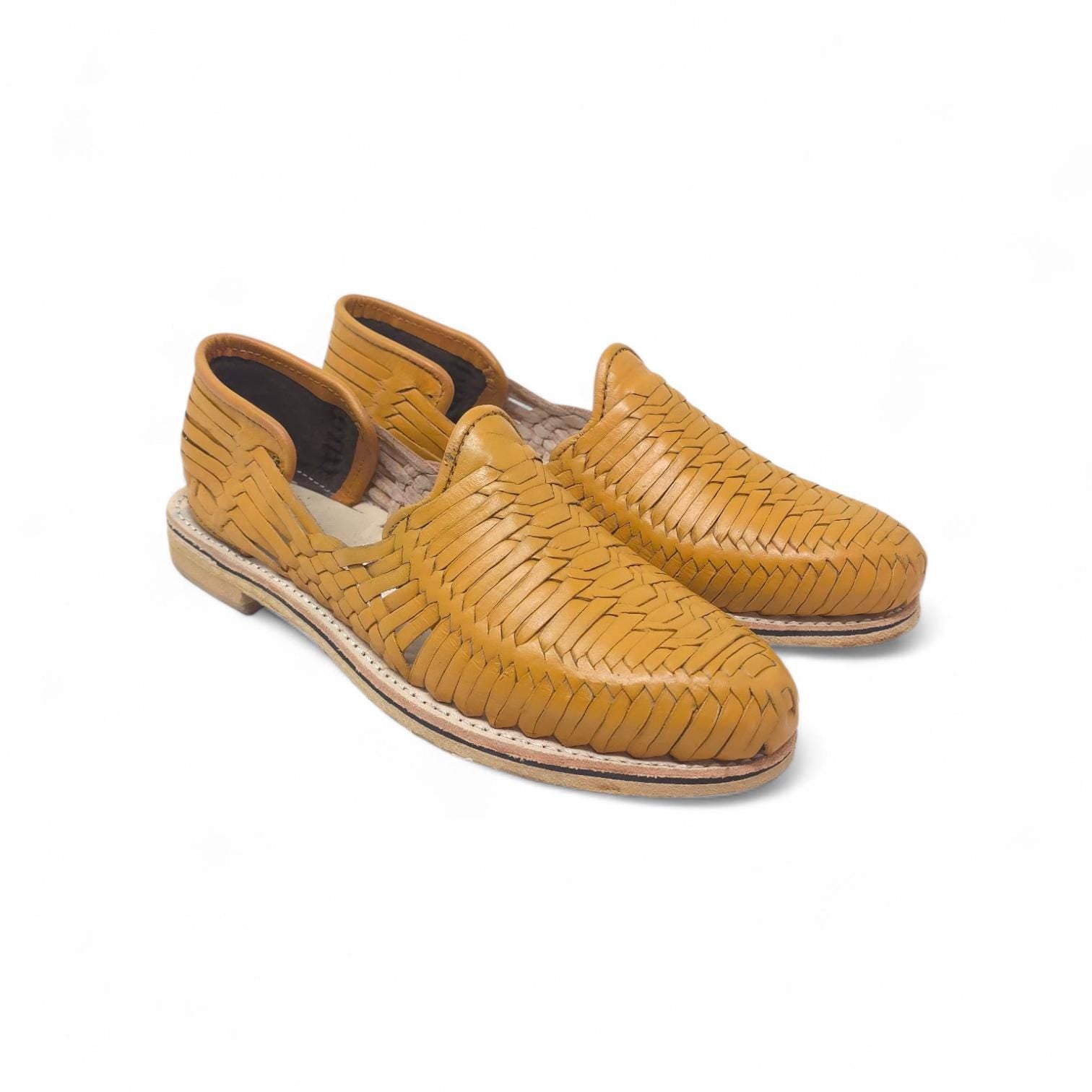 Mexican Huaraches for Men Closed Toe Mustard Genuine Leather Leather Sole Handmade in Mexico