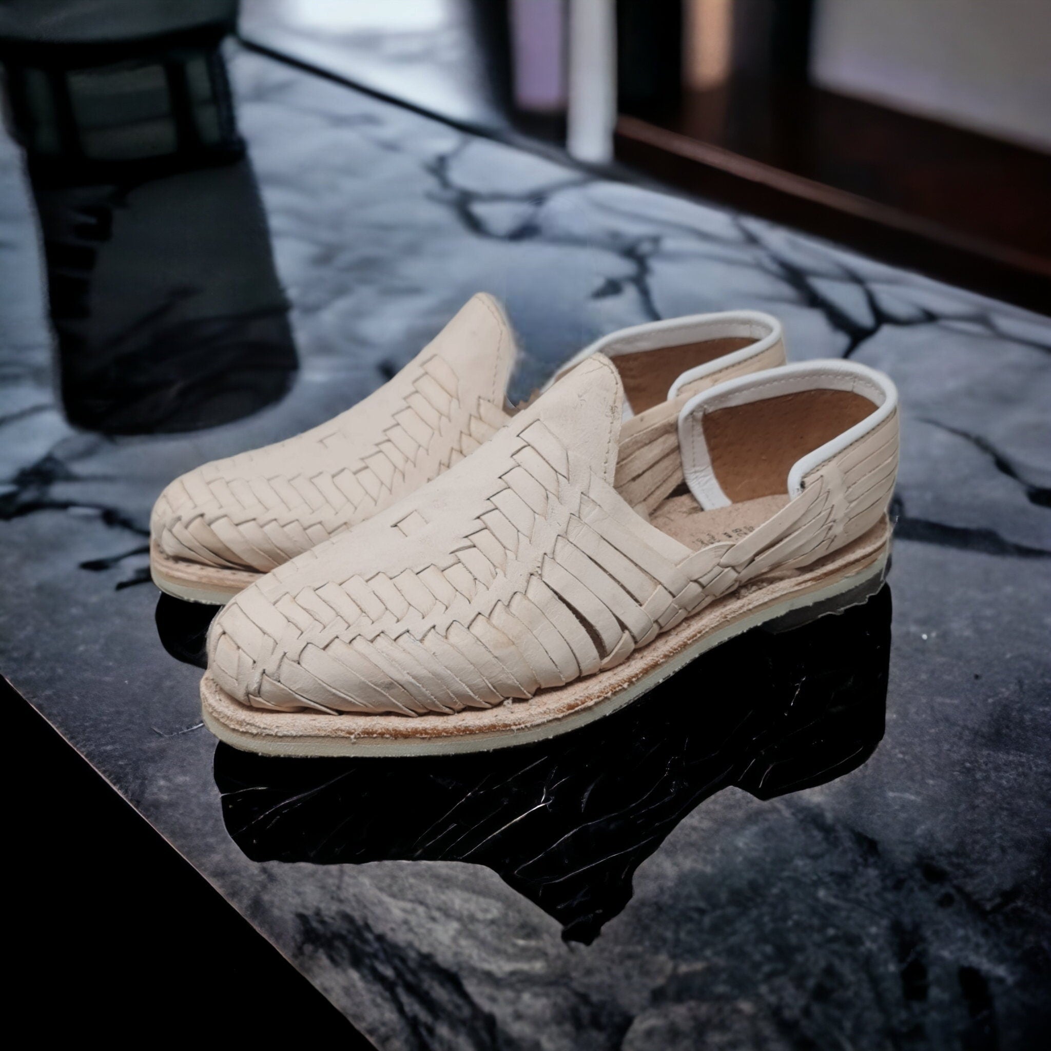 Men's Mexican Huaraches, Natural, Rubber Sole, Closed Toe Style - Made in Mexico and Shipped Directly