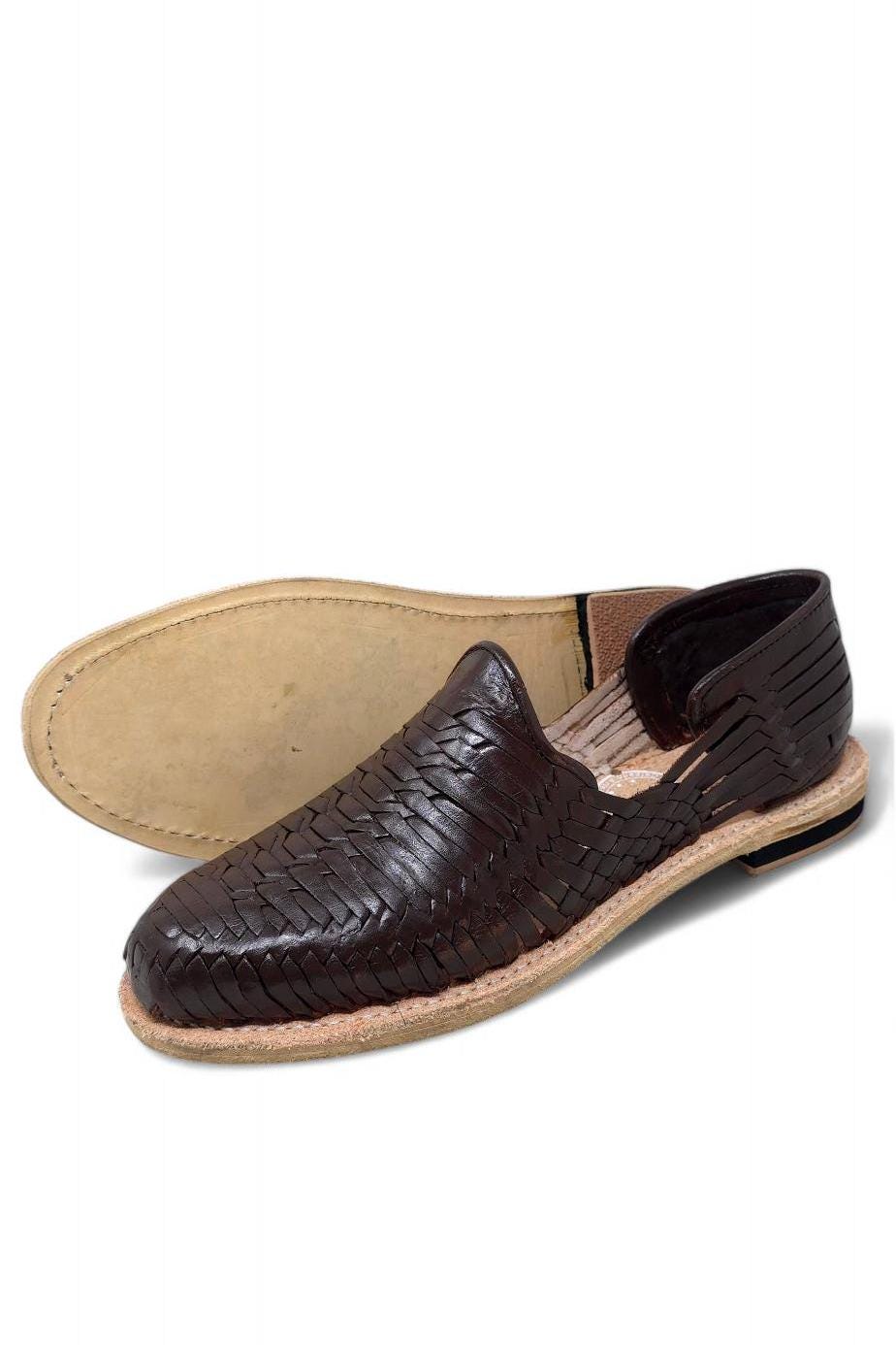 Handmade Rich Brown Leather Huaraches for Men | Comfortable Leather Sole | Mexican Artisan Footwear