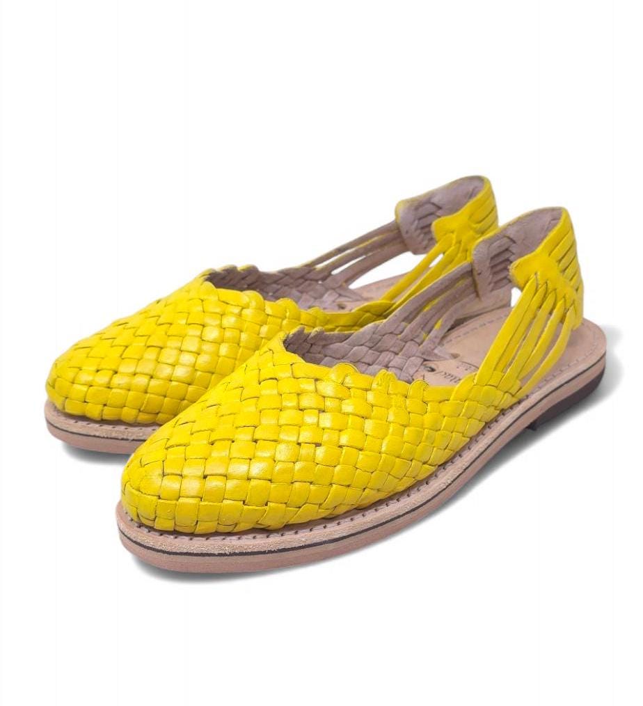 Yellow Huaraches for Women – Comfortable and Fresh Sandals Sizes 5-10 US – Eye-Catching Summer Footwear