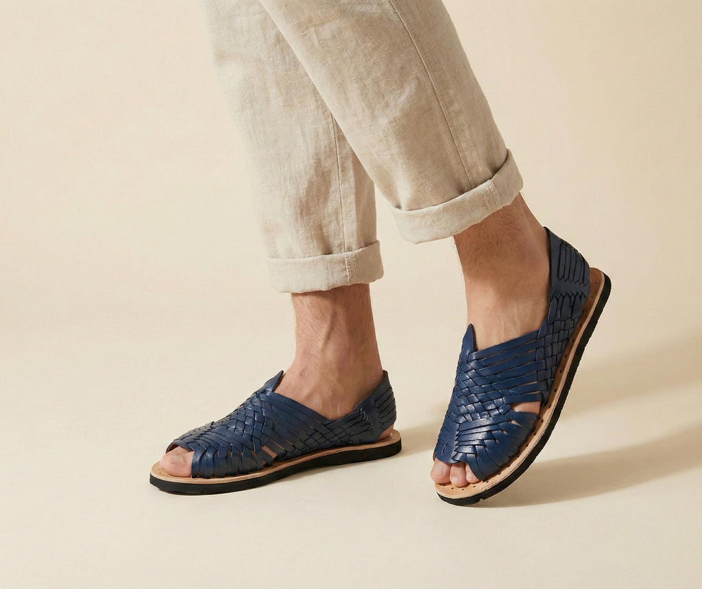 Men's Mexican Huaraches in Squadron Blue with Tire Sole | Shipped from Mexico
