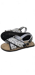Men's cross-strap embroidered leather huaraches, side profile view