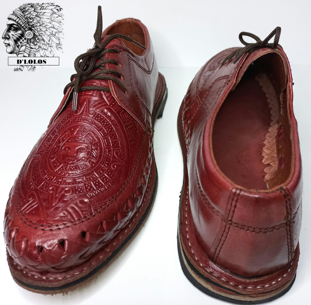 Huaraches con agujetas para hombre – grabado calendario azteca