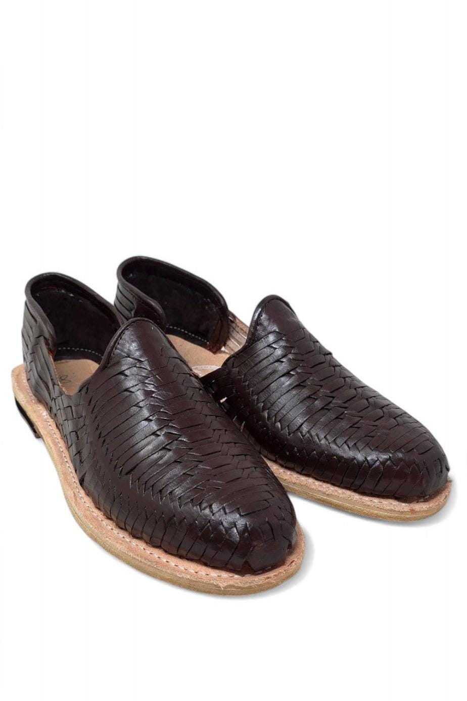 Handmade Rich Brown Leather Huaraches for Men | Comfortable Leather Sole | Mexican Artisan Footwear