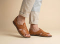 Men's Open Toe Huaraches | Hand-Woven Leather | Cushioned Insole | Honey, Reddish Brown or Black | 7-12 US