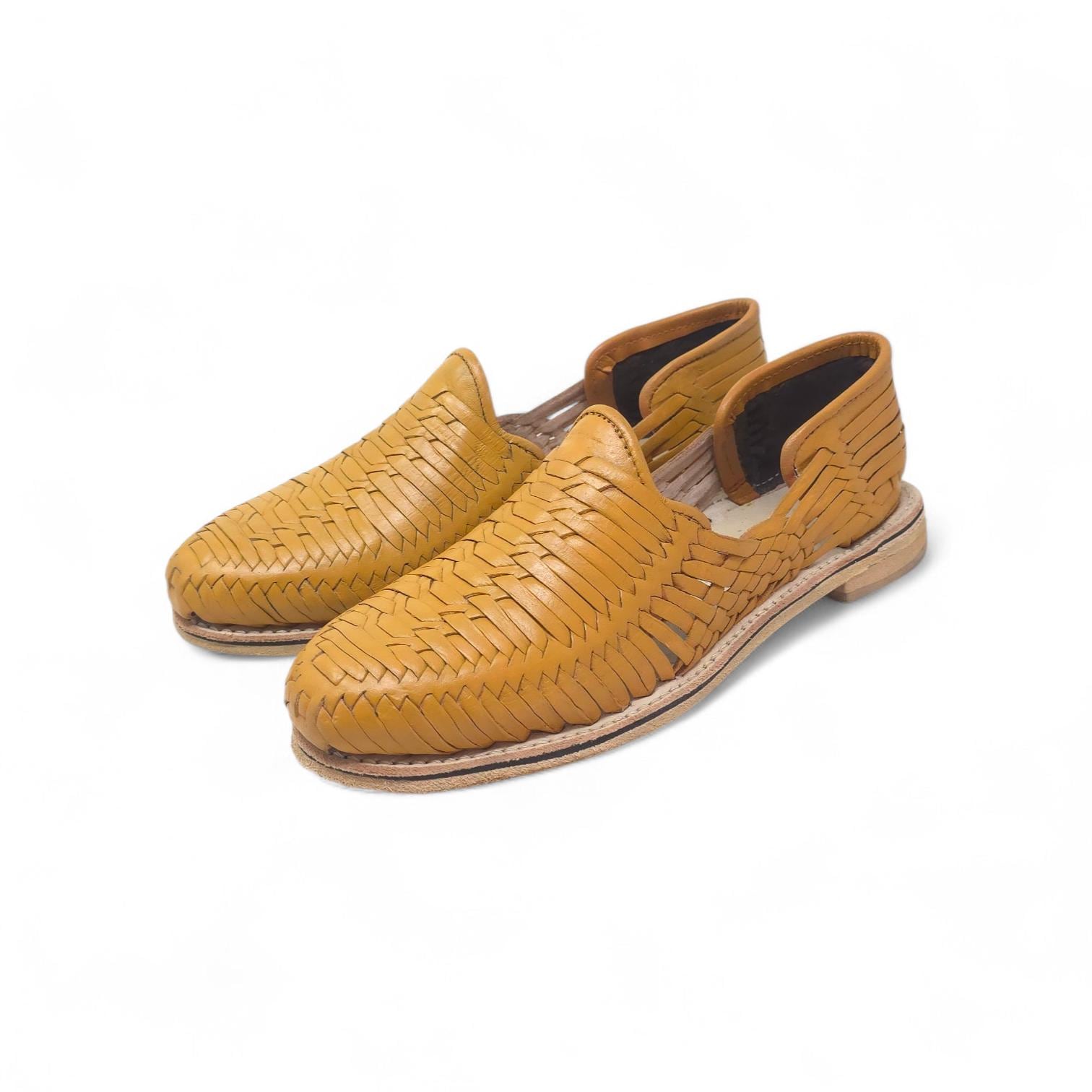 Mexican Huaraches for Men Closed Toe Mustard Genuine Leather Leather Sole Handmade in Mexico