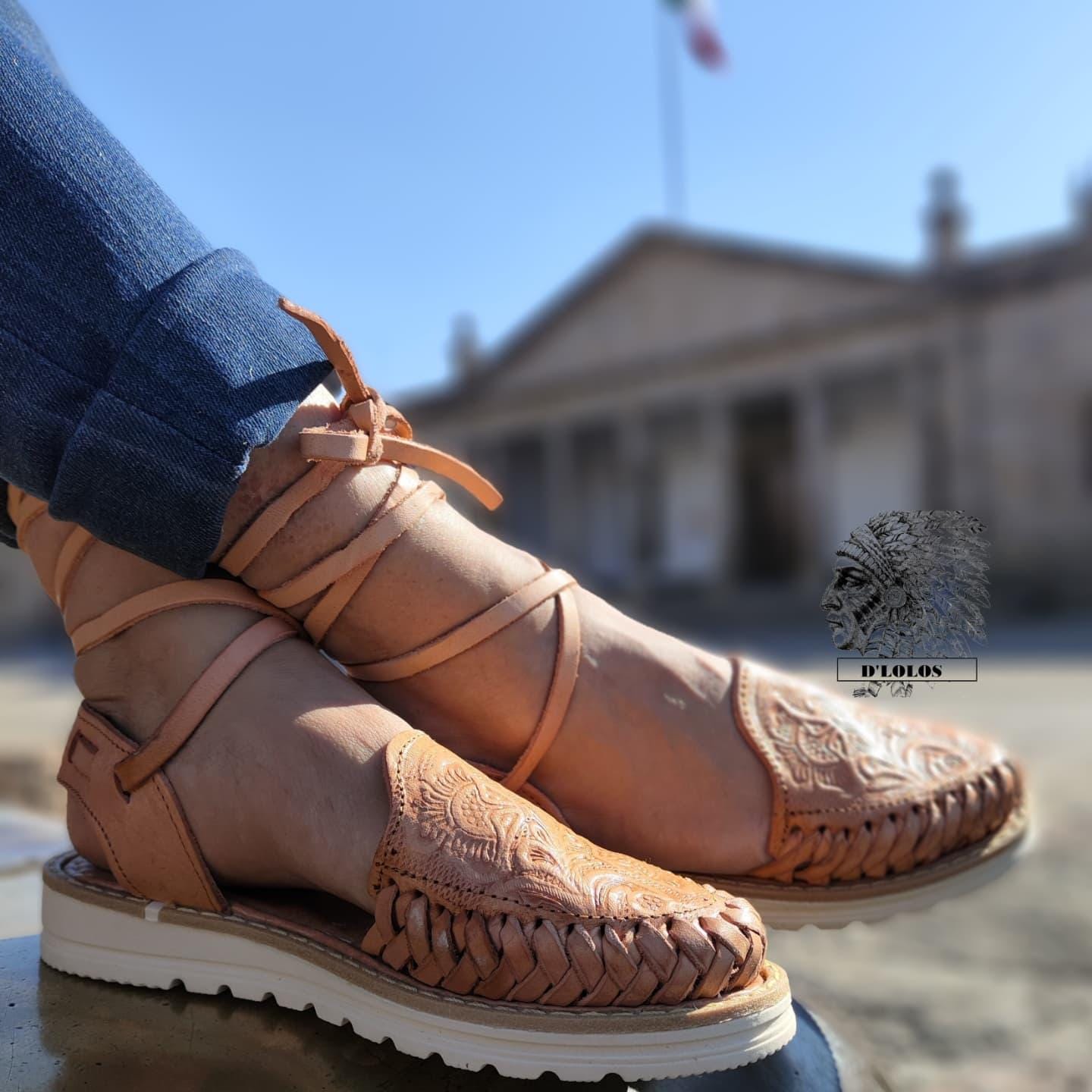 Women's Huaraches with Ankle Laces | Artisan Mexican Huaraches in Black, White, Honey, and Shedron