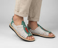 Men's white strap huaraches. Mexican sandals with tire sole