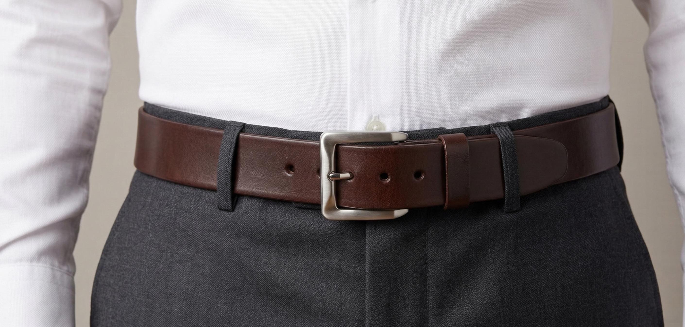 40mm leather dress belt, single-piece oiled leather belt with square buckle